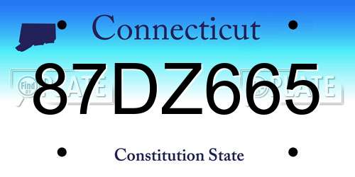 87DZ665 Connecticut License Plate