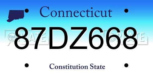 87DZ668 Connecticut License Plate