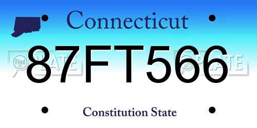 87FT566 Connecticut License Plate