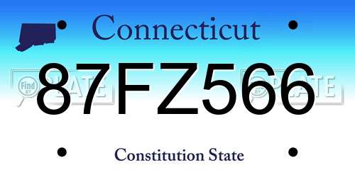 87FZ566 Connecticut License Plate