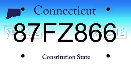 87FZ866 Connecticut License Plate