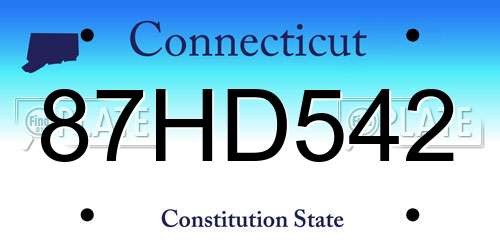 87HD542 Connecticut License Plate