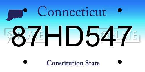 87HD547 Connecticut License Plate