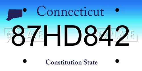 87HD842 Connecticut License Plate