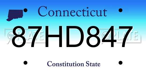 87HD847 Connecticut License Plate