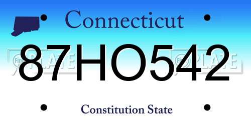 87HO542 Connecticut License Plate