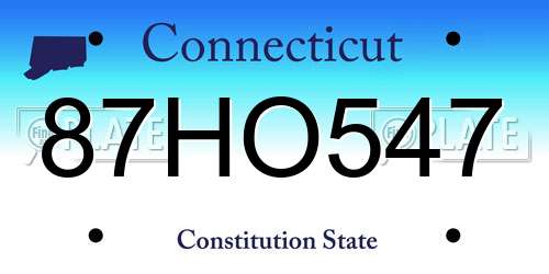 87HO547 Connecticut License Plate