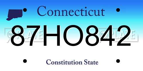 87HO842 Connecticut License Plate