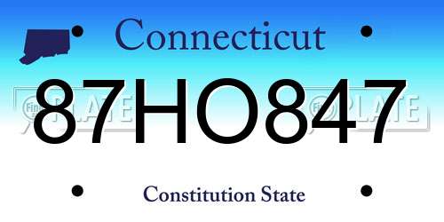 87HO847 Connecticut License Plate
