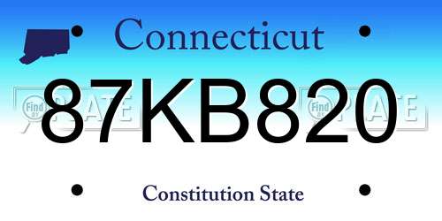 87KB820 Connecticut License Plate