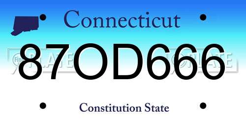 87OD666 Connecticut License Plate