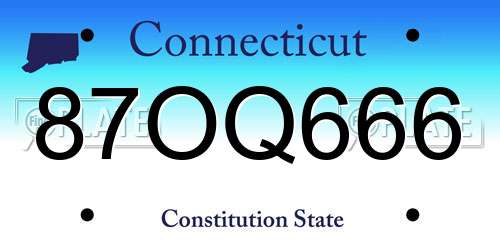 87OQ666 Connecticut License Plate