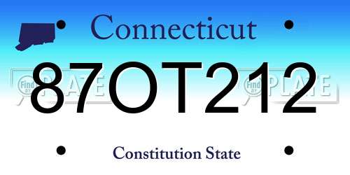 87OT212 Connecticut License Plate