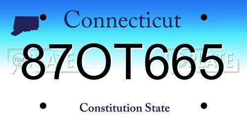 87OT665 Connecticut License Plate