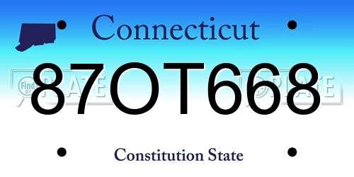 87OT668 Connecticut License Plate