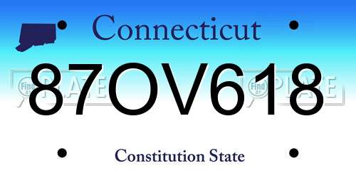 87OV618 Connecticut License Plate