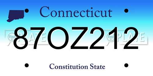 87OZ212 Connecticut License Plate