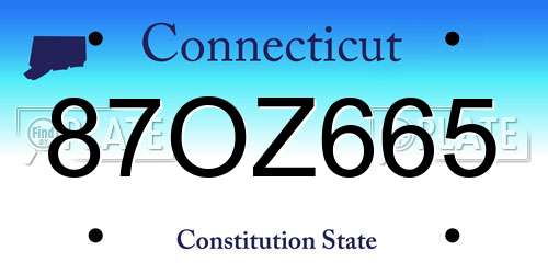 87OZ665 Connecticut License Plate