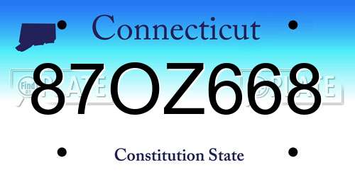 87OZ668 Connecticut License Plate