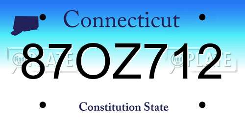87OZ712 Connecticut License Plate