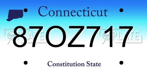 87OZ717 Connecticut License Plate