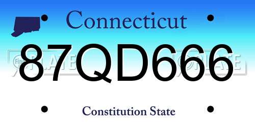 87QD666 Connecticut License Plate