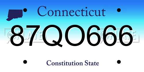 87QO666 Connecticut License Plate