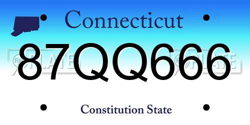 87QQ666 Connecticut License Plate