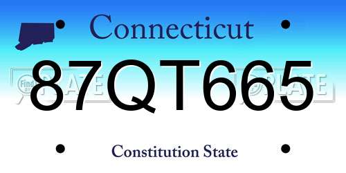 87QT665 Connecticut License Plate
