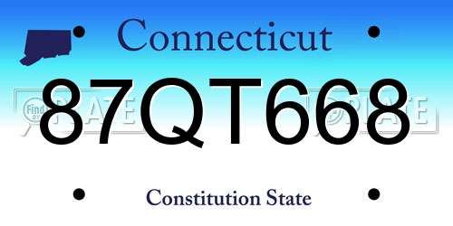87QT668 Connecticut License Plate