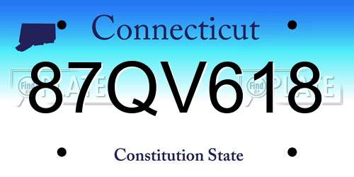 87QV618 Connecticut License Plate