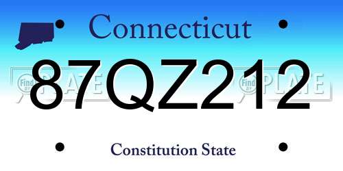 87QZ212 Connecticut License Plate
