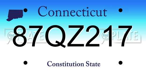 87QZ217 Connecticut License Plate