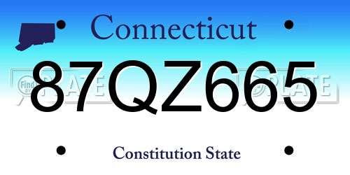 87QZ665 Connecticut License Plate