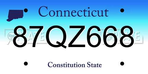 87QZ668 Connecticut License Plate