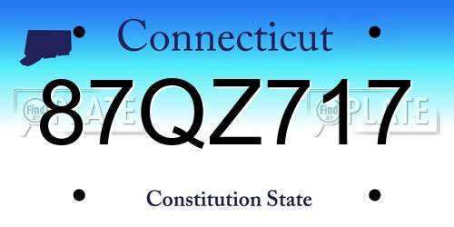 87QZ717 Connecticut License Plate