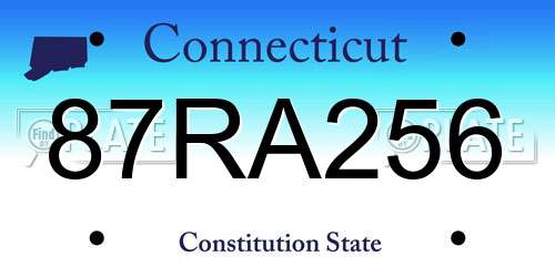 87RA256 Connecticut License Plate