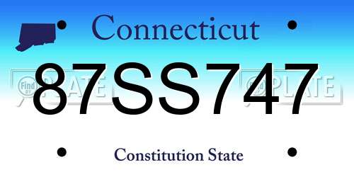 87SS747 Connecticut License Plate