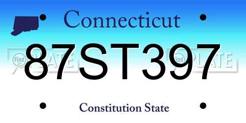 87ST397 Connecticut License Plate