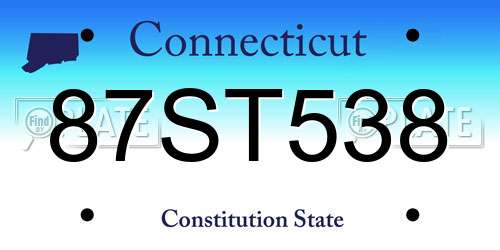87ST538 Connecticut License Plate