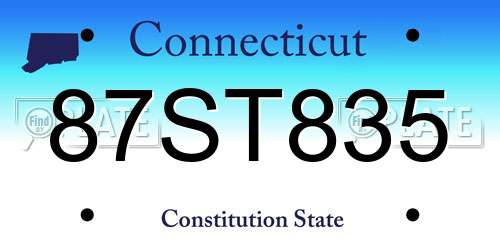 87ST835 Connecticut License Plate