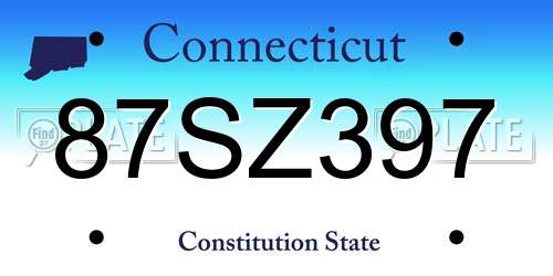 87SZ397 Connecticut License Plate