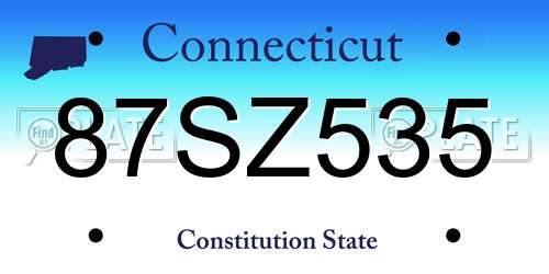 87SZ535 Connecticut License Plate
