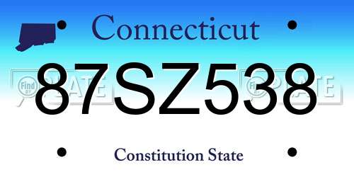 87SZ538 Connecticut License Plate
