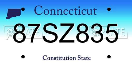87SZ835 Connecticut License Plate