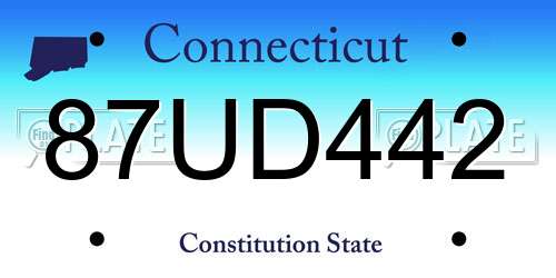 87UD442 Connecticut License Plate