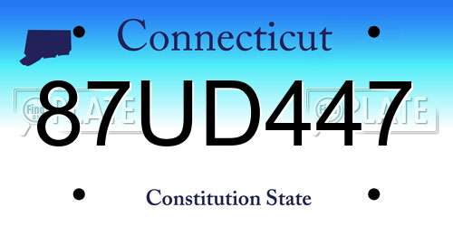 87UD447 Connecticut License Plate