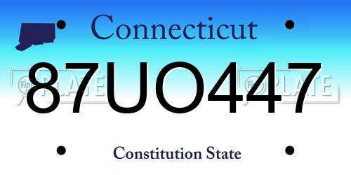 87UO447 Connecticut License Plate