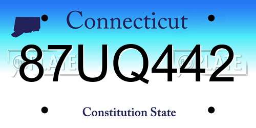 87UQ442 Connecticut License Plate