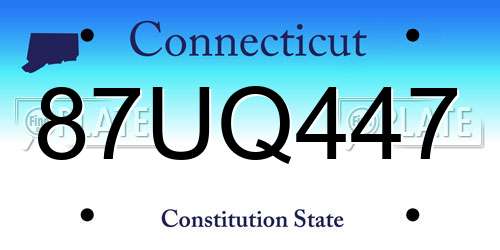 87UQ447 Connecticut License Plate